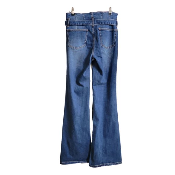 Black Label Medium Wash High Rise Button Fly Flare Jeans Women's Medium 1085 - Picture 3 of 7